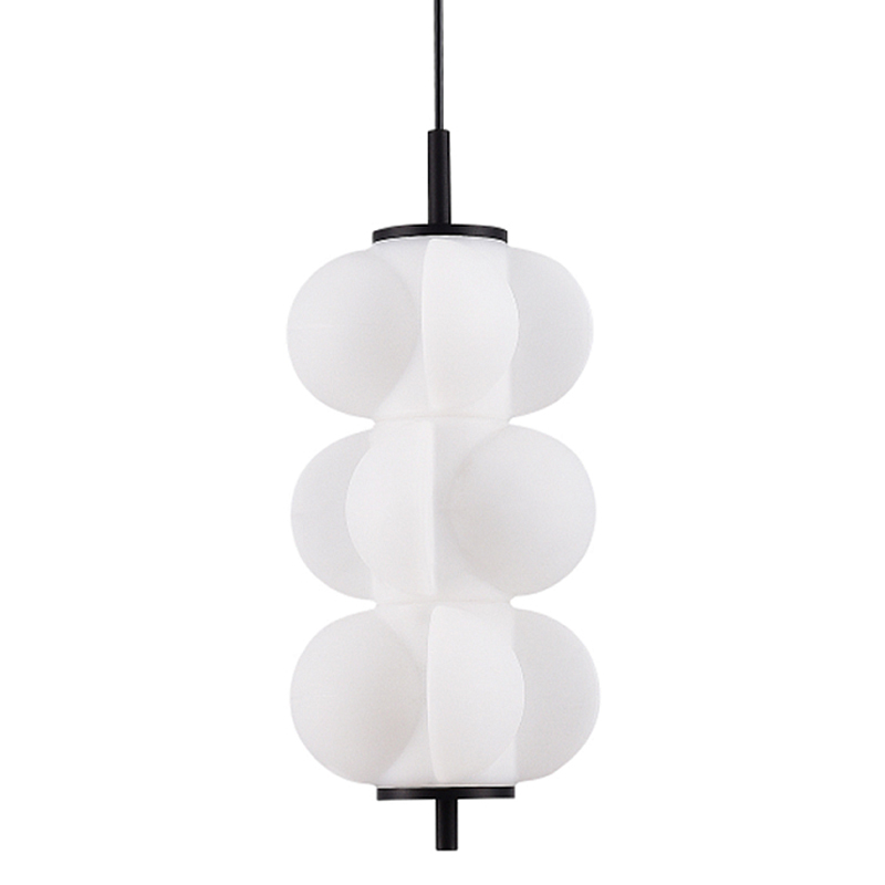 Светодиодный подвесной светильник геометрической формы с белым воздушным плафоном Glowing Cloud Белый Черный в Костроме | Loft Concept 