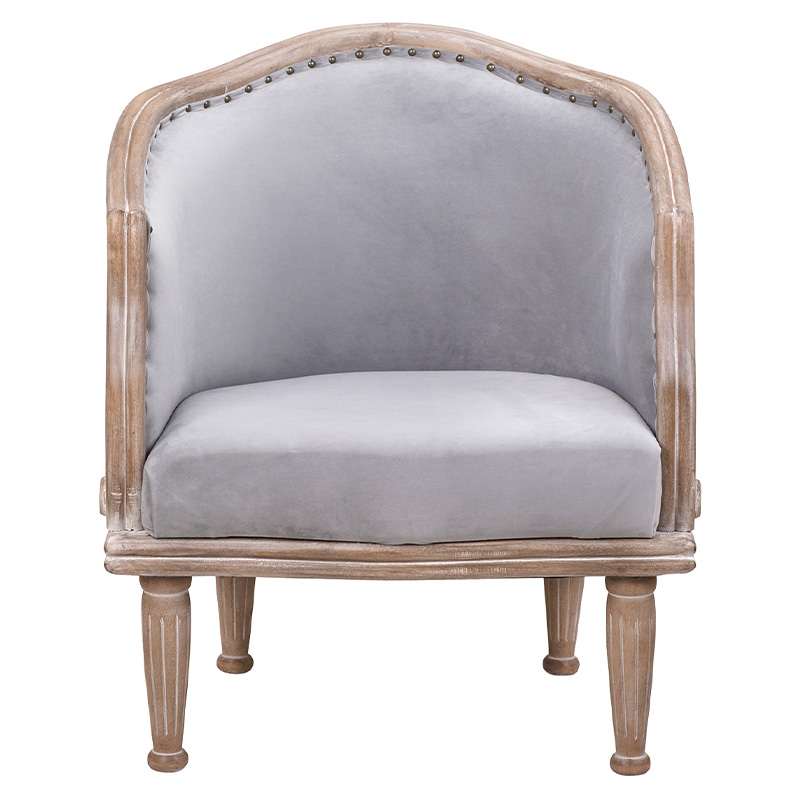 Кресло низкое с мягкой обивкой из велюра на 4-х деревянных ножках Emile Armchair grey Серый Коричневый Кресло низкое с мягкой обивкой из велюра на 4-х деревянных ножках Emile Armchair grey Серый Коричневый в Костроме | Loft Concept