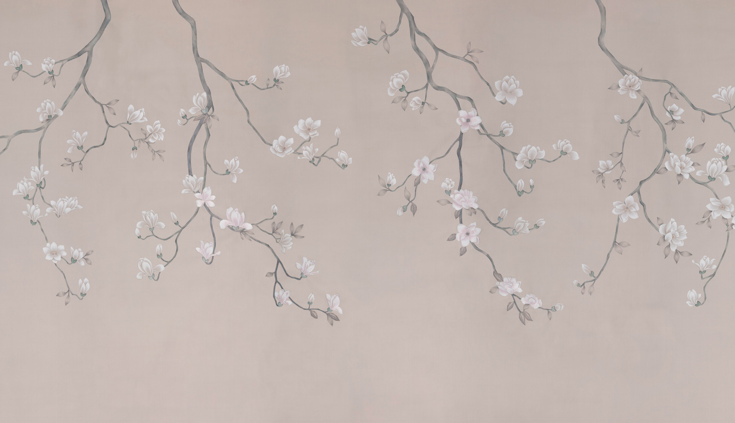 Обои Magnolia Canopy Original colourway on Almost Mauve dyed silk with embroidery - постер Loft-Concept в Костроме