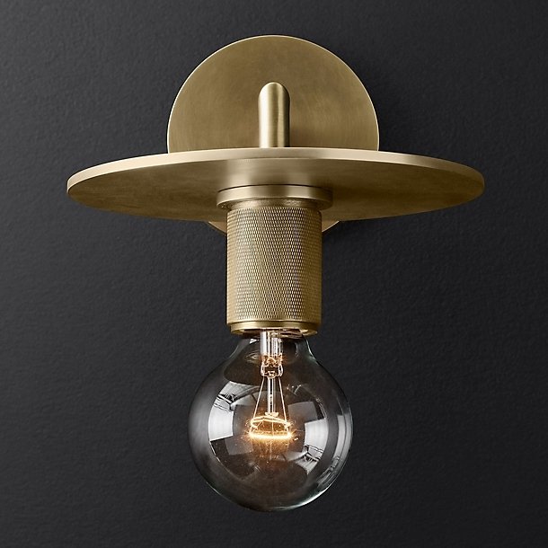 Бра RH Utilitaire Knurled Disk Shade Sconce Brass Латунь Бра RH Utilitaire Knurled Disk Shade Sconce Brass Латунь в Костроме | Loft Concept