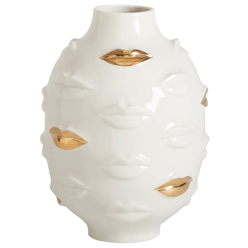 Ваза Jonathan Adler Gilded Gala Round Vase Глянцевое золото Белый Ваза Jonathan Adler Gilded Gala Round Vase Глянцевое золото Белый в Костроме | Loft Concept