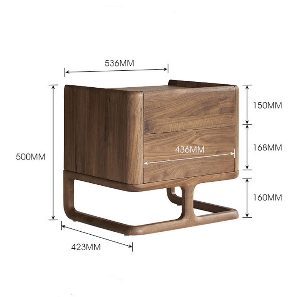 Прикроватный деревянный столик с 2-мя ящиками Moon Walnut Furniture Прикроватный деревянный столик с 2-мя ящиками Moon Walnut Furniture в Костроме