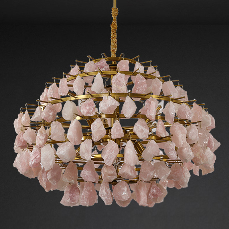 Hardis Pink stone Chandelier 65 Латунь Дымчатая Роза Hardis Pink stone Chandelier 65 Латунь Дымчатая Роза в Костроме | Loft Concept