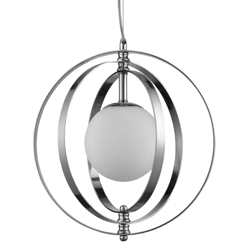 Светильник Satellite Three Rings Chrome Белое матовое стекло Хром Светильник Satellite Three Rings Chrome Белое матовое стекло Хром в Костроме | Loft Concept