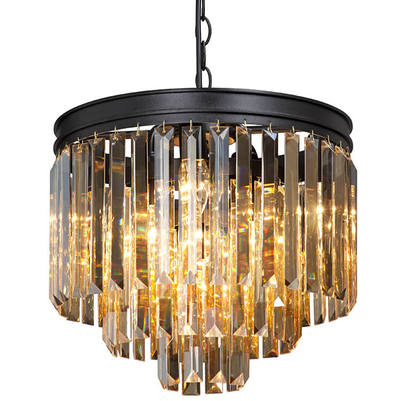 Люстра ODEON Amber GLASS 3-TIER Black Янтарное стекло D 36 Черный матовый Люстра ODEON Amber GLASS 3-TIER Black Янтарное стекло D 36 Черный матовый в Костроме | Loft Concept