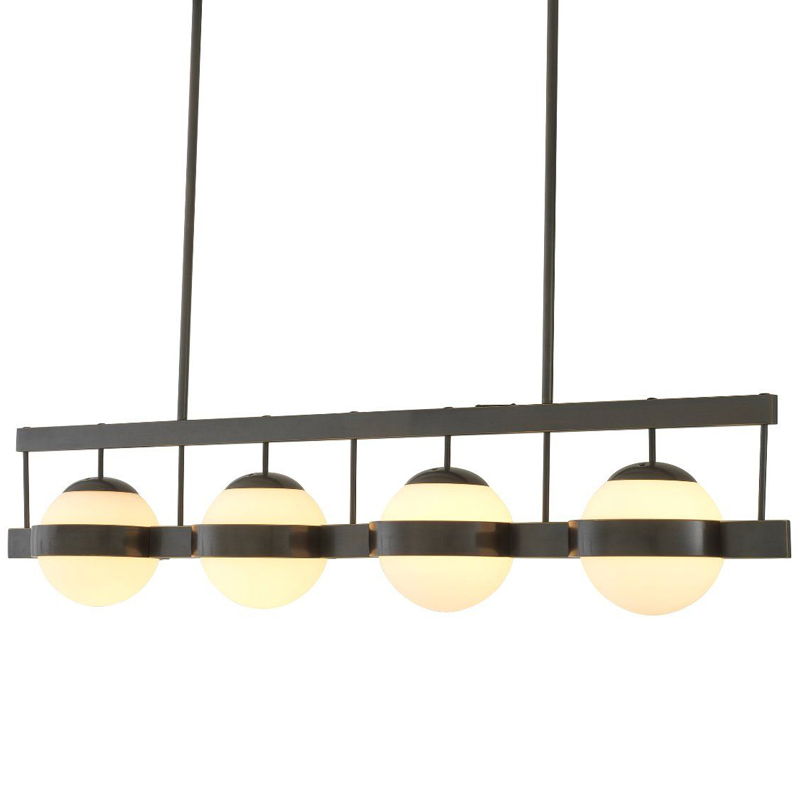 Люстра Eichholtz Chandelier Biba Bronze Темная бронза Белое матовое стекло в Костроме | Loft Concept 