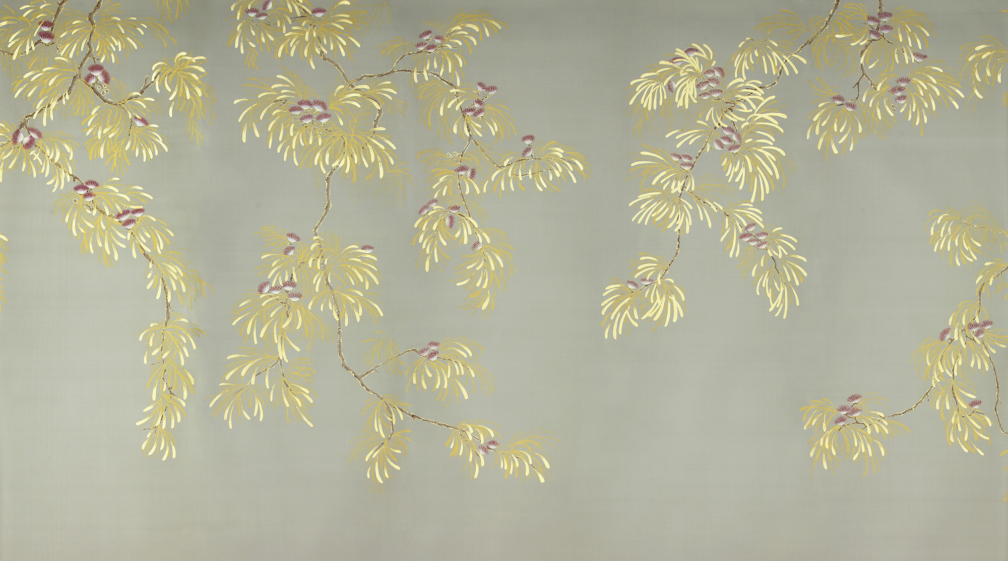 Обои ручная роспись Silk Tree Colourway SC-80 on Pale Grey dyed silk Обои ручная роспись Silk Tree Colourway SC-80 on Pale Grey dyed silk - постер Loft-Concept в Костроме