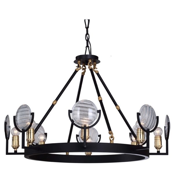 Люстра RH Gaslight Lens Chandelier 8 Черный в Костроме | Loft Concept 
