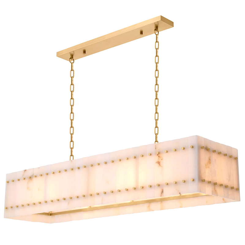 Люстра Eichholtz Chandelier Ruby Rectangular Alabaster Латунь Бежевый Белый Мрамор Bianco Люстра Eichholtz Chandelier Ruby Rectangular Alabaster Латунь Бежевый Белый Мрамор Bianco в Костроме | Loft Concept