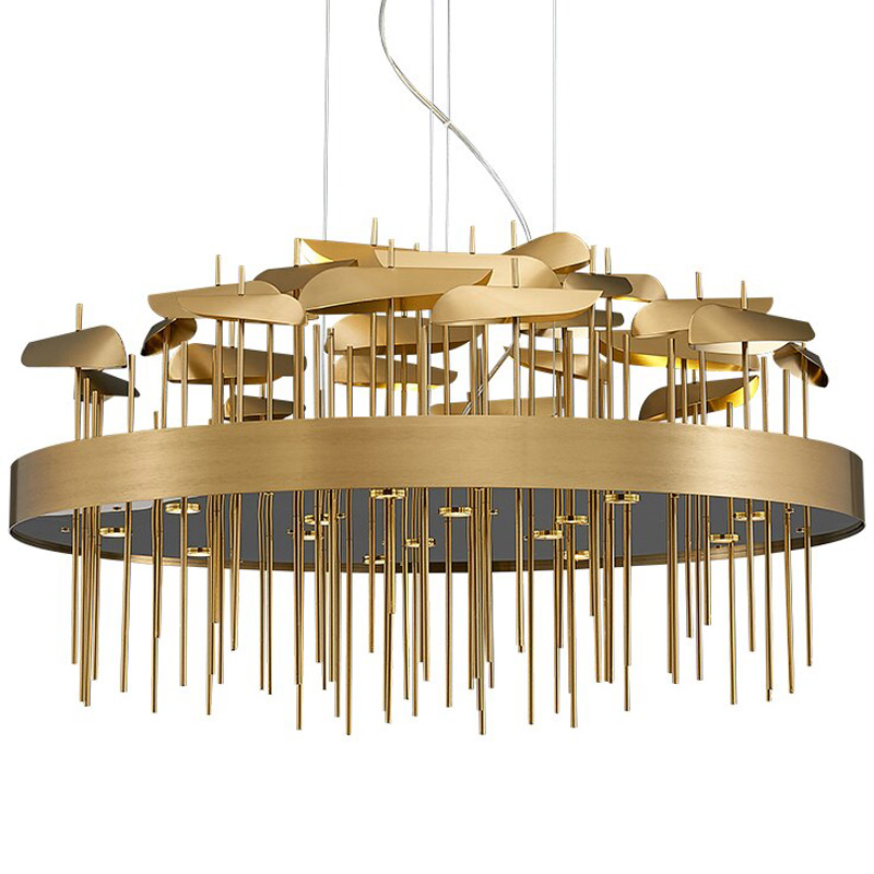 Светодиодная дизайнерская инсталляция ANODINE Perlina Disk Chandelier Золотой в Костроме | Loft Concept 