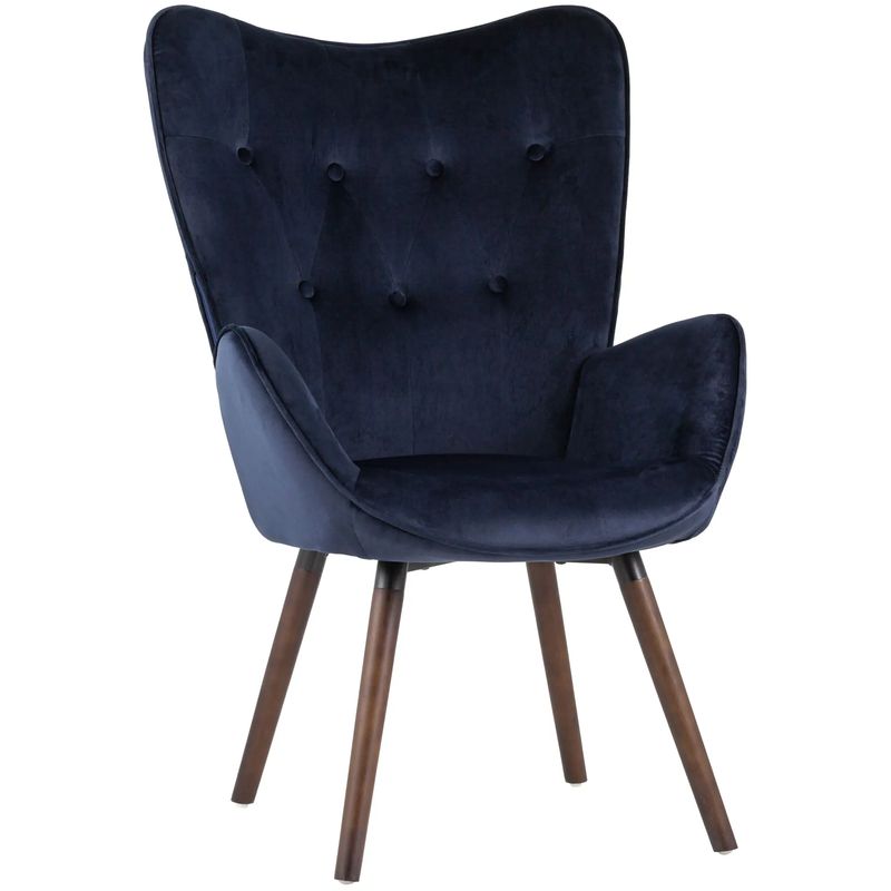 Полукресло Темно-Синий Велюр Grandee Chair Синий Коричневый в Костроме | Loft Concept 