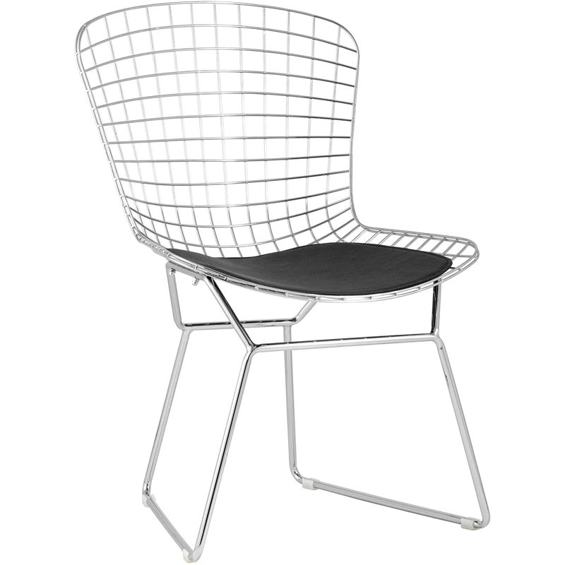 Стул Bertoia Chair Хромированный с Черной подушкой Хром Черный Стул Bertoia Chair Хромированный с Черной подушкой Хром Черный в Костроме | Loft Concept