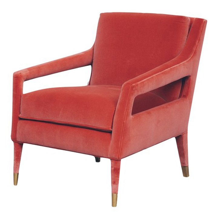 Кресло Open Arm Club Chair Красный Латунь Кресло Open Arm Club Chair Красный Латунь в Костроме | Loft Concept
