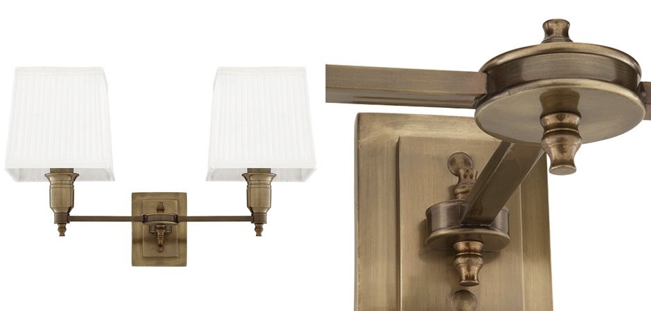 Бра Wall Lamp Lexington Double Brass+White Бра Wall Lamp Lexington Double Brass+White - Loft-Concept в Костроме