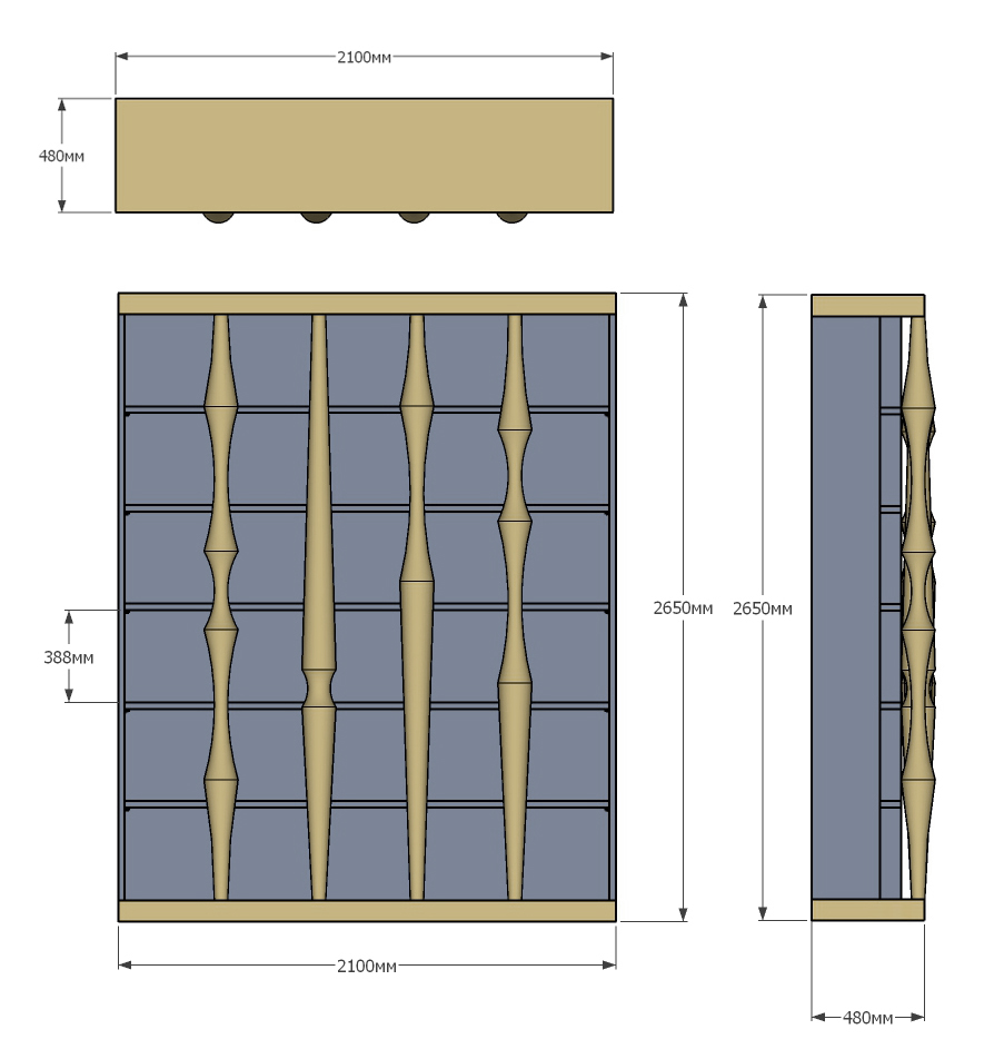 Стеллаж Oak Columns & Blue Стеллаж Oak Columns & Blue в Костроме