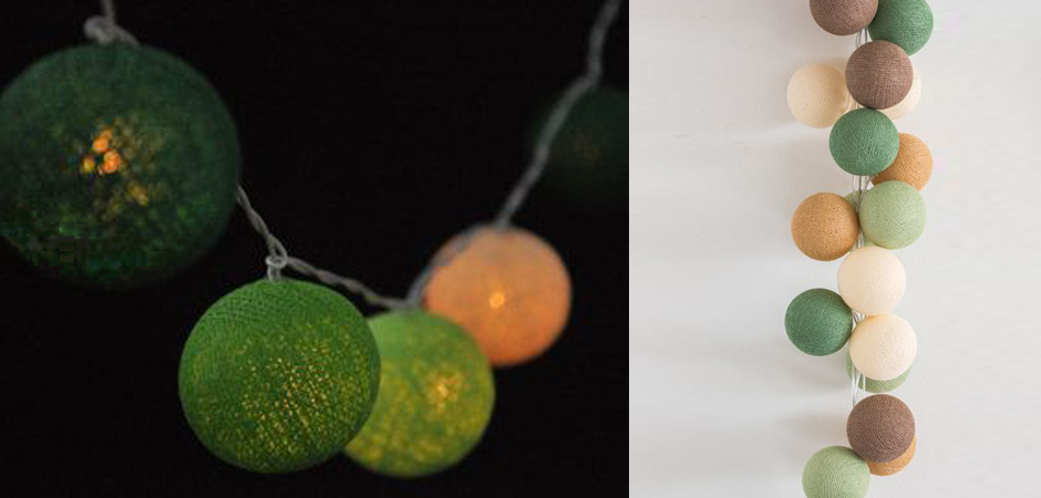 Гирлянда хлопковые фонарики Сotton Ball Forest Green - Loft-Concept в Костроме