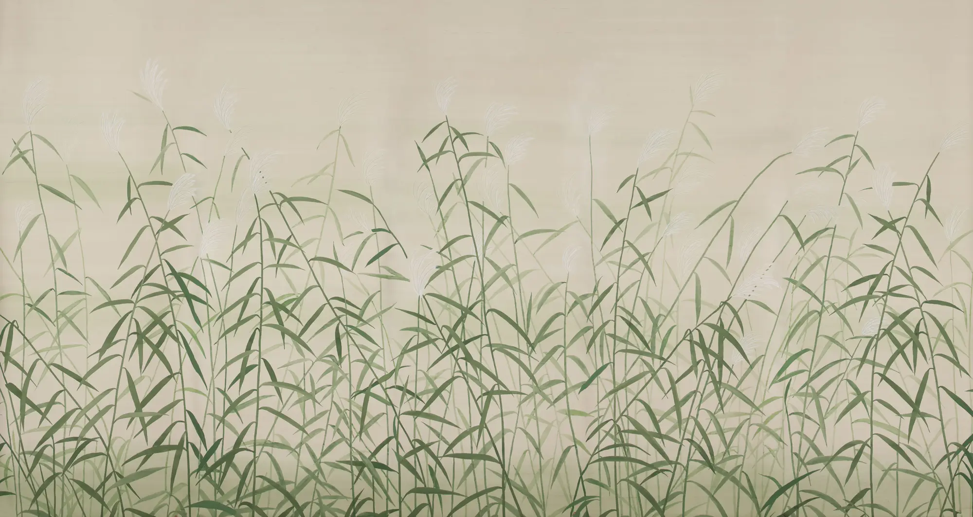 Обои ручная роспись Wild Grasses Special Colourway on Bleached Silver slub silk Обои ручная роспись Wild Grasses Special Colourway on Bleached Silver slub silk - постер Loft-Concept в Костроме