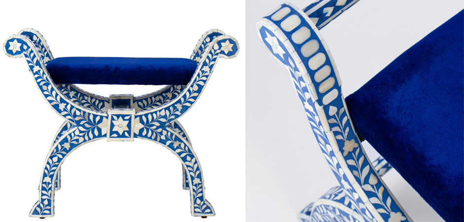 Табурет отделка кость голубой BONE INLAY Jenny Stool Табурет отделка кость голубой BONE INLAY Jenny Stool - Loft-Concept в Костроме