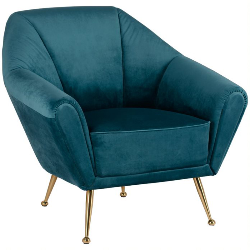Кресло Brunner Chair blue Золотой Темно-синий Кресло Brunner Chair blue Золотой Темно-синий в Костроме | Loft Concept