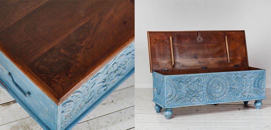 Сундук из массива манго большой Blue Mango Сундук из массива манго большой Blue Mango - Loft-Concept в Костроме