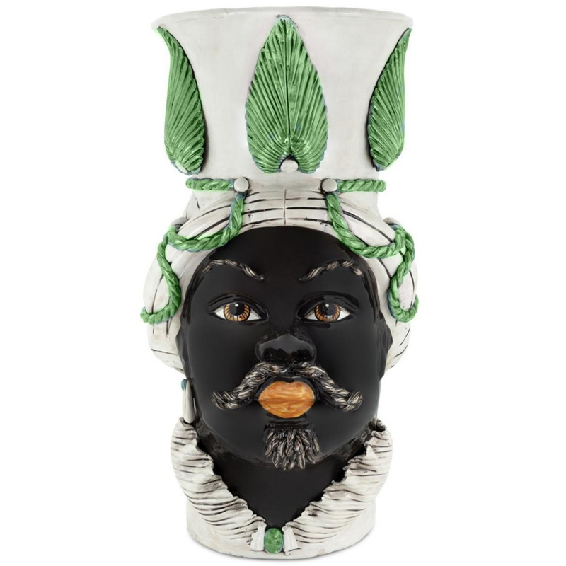 Ваза Vase Moro Man Giant With Leaf Green Бежевый Зеленый Черный Ваза Vase Moro Man Giant With Leaf Green Бежевый Зеленый Черный в Костроме | Loft Concept