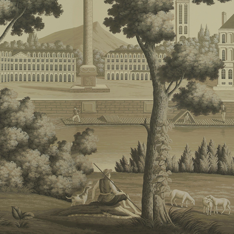 Обои ручная роспись Monuments of Paris Terre Foncée on scenic paper Обои ручная роспись Monuments of Paris Terre Foncée on scenic paper в Костроме | Loft Concept