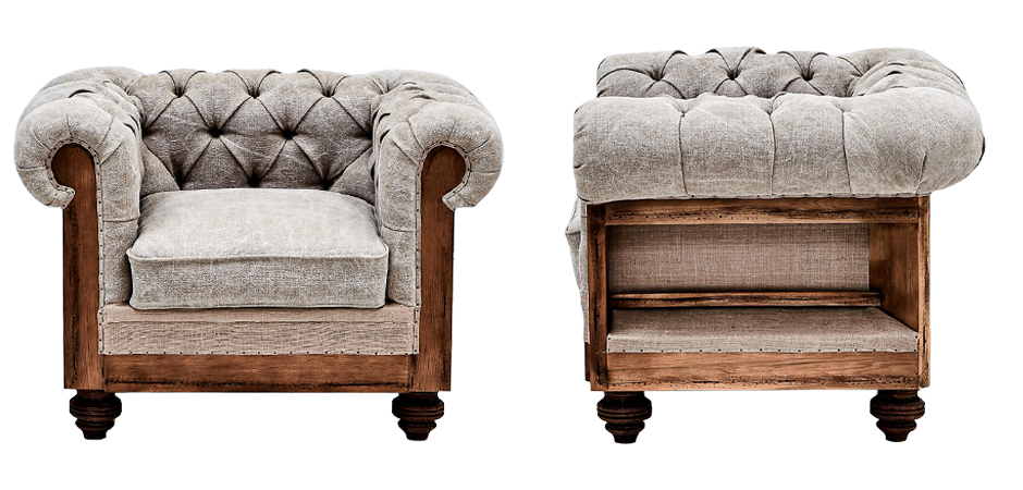 Кресло Deconstructed Chesterfield Armchair Gray Кресло Deconstructed Chesterfield Armchair Gray - Loft-Concept в Костроме