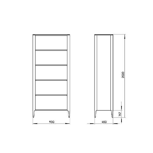 Стеллаж прямой молочного цвета с открытыми полками Type  в Костроме