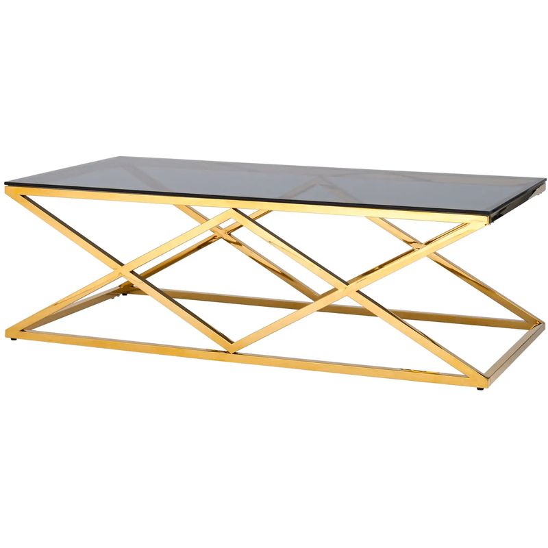 Столик кофейный Geometry Rhombus Gold Золотой Стекло Смок Столик кофейный Geometry Rhombus Gold Золотой Стекло Смок в Костроме | Loft Concept