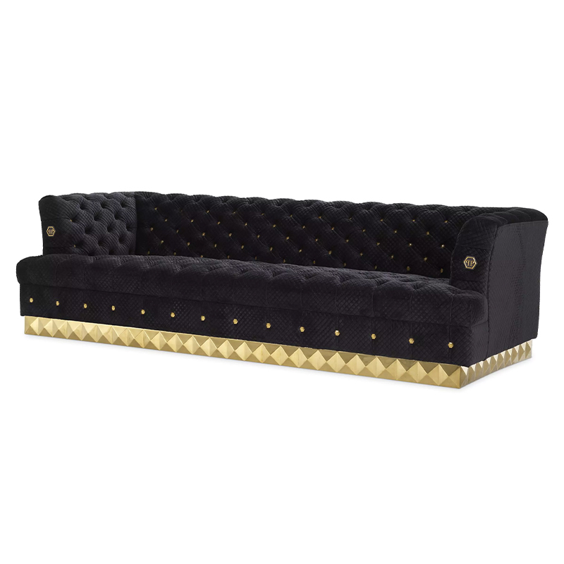 Диван Philipp Plein Sofa Rockstud S Чёрный Черный Золотой Диван Philipp Plein Sofa Rockstud S Чёрный Черный Золотой в Костроме | Loft Concept
