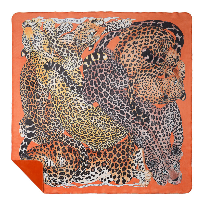 Плед Hermes Leopards Orange Оранжевый Коричневый Плед Hermes Leopards Orange Оранжевый Коричневый в Костроме | Loft Concept