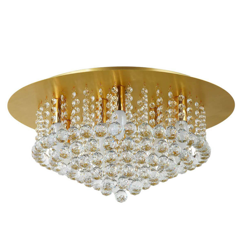Потолочный светильник Cascade Chandelier Crystal 55 Глянцевое золото Прозрачное Стекло в Костроме | Loft Concept 