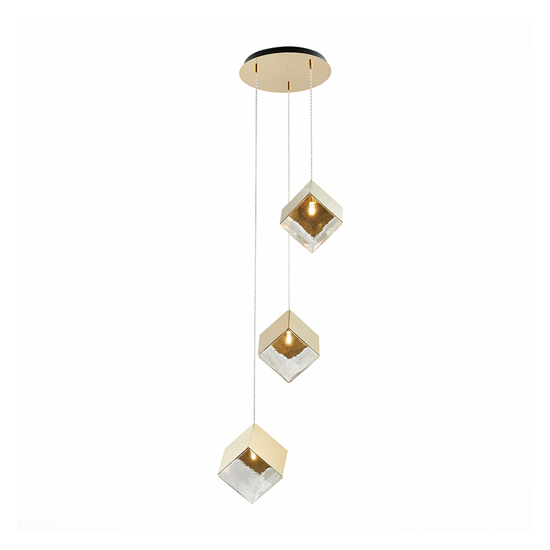 Потолочная люстра Pyrite Chandelier gold cube 3 Золотой Прозрачный Потолочная люстра Pyrite Chandelier gold cube 3 Золотой Прозрачный в Костроме | Loft Concept