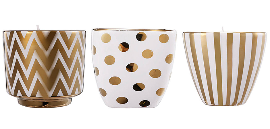 Набор из 3-х подсвечников Gold & White Ornament Набор из 3-х подсвечников Gold & White Ornament - Loft-Concept в Костроме