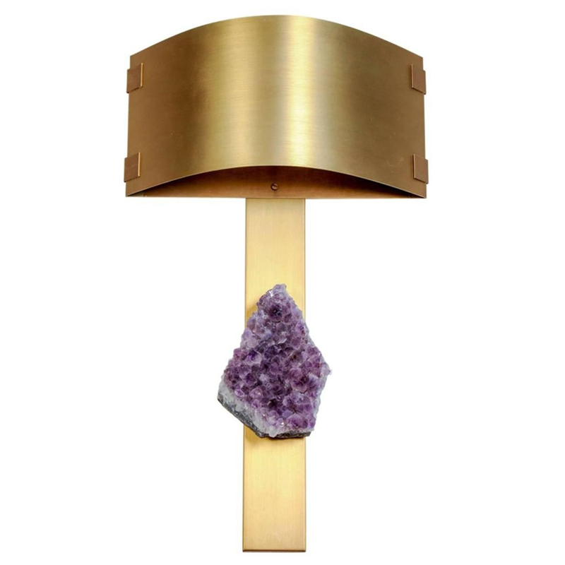 Бра Natural Amethyst and Curved Shades Wall Lamp Латунь Сиреневый Бра Natural Amethyst and Curved Shades Wall Lamp Латунь Сиреневый в Костроме | Loft Concept