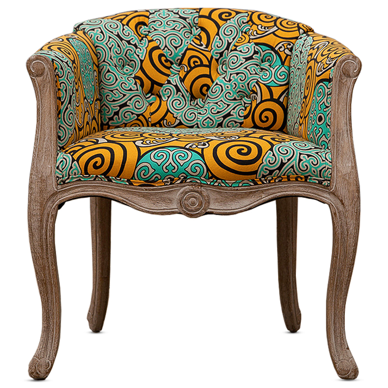 Кресло Yellow and Turquoise Ornament Chair Мульти Бежево-серый Кресло Yellow and Turquoise Ornament Chair Мульти Бежево-серый в Костроме | Loft Concept