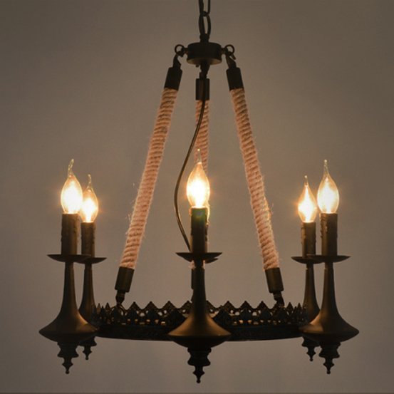 Люстра 6-Light Rustic Chandelier Черный Люстра 6-Light Rustic Chandelier Черный в Костроме | Loft Concept