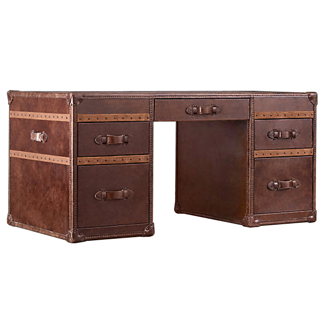 Рабочий Стол Натуральная Кожа RH Mayfair Steamer Trunk Коричневый винтаж Рабочий Стол Натуральная Кожа RH Mayfair Steamer Trunk Коричневый винтаж в Костроме | Loft Concept