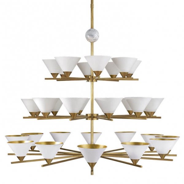 Люстра Cleo Three-tier Chandelier Латунь Белый Люстра Cleo Three-tier Chandelier Латунь Белый в Костроме | Loft Concept