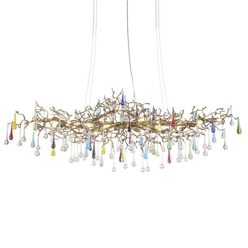 Люстра Waterfall Chandelier Colored Drops Золотой Прозрачный Мульти Люстра Waterfall Chandelier Colored Drops Золотой Прозрачный Мульти в Костроме | Loft Concept
