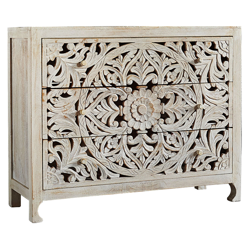 Комод Indian Antique White Furniture Chest of Drawers Kailash белый Белый Комод Indian Antique White Furniture Chest of Drawers Kailash белый Белый в Костроме | Loft Concept