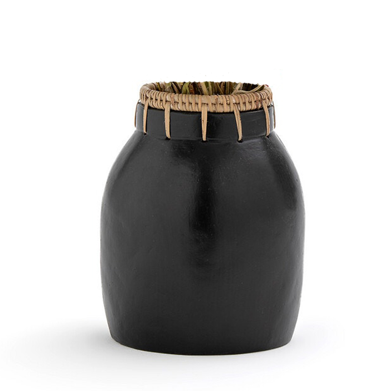 Ваза Ceramic Vase & Rattan D17 Черный Ваза Ceramic Vase & Rattan D17 Черный в Костроме | Loft Concept