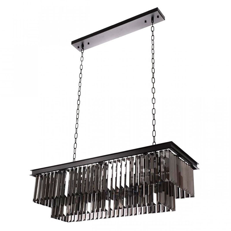 Прямоугольная Люстра RH 1920s Odeon Black iron Серое Стекло Длина 80 см Черный Серый Прямоугольная Люстра RH 1920s Odeon Black iron Серое Стекло Длина 80 см Черный Серый в Костроме | Loft Concept