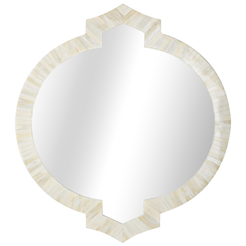 Зеркало Bone Inlay Round Mirror white Зеркало Bone Inlay Round Mirror white в Костроме | Loft Concept