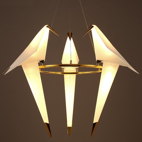 Люстра Origami Bird Chandelier 3 Бежево-серый Золотой Люстра Origami Bird Chandelier 3 Бежево-серый Золотой в Костроме | Loft Concept