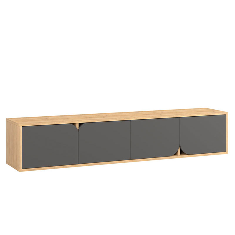 ТВ-тумба подвесная цвета древесины с 4-мя темно-серыми дверцами SPARK TV STAND OAK ANTHRACITE Серый Древесина ТВ-тумба подвесная цвета древесины с 4-мя темно-серыми дверцами SPARK TV STAND OAK ANTHRACITE Серый Древесина в Костроме | Loft Concept