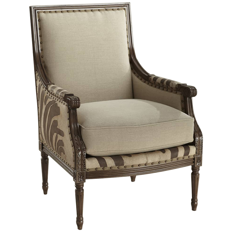 Кресло Massoud Annie Zebra Washed Leather Linen Chair Коричневый Бежево-серый Кресло Massoud Annie Zebra Washed Leather Linen Chair Коричневый Бежево-серый в Костроме | Loft Concept