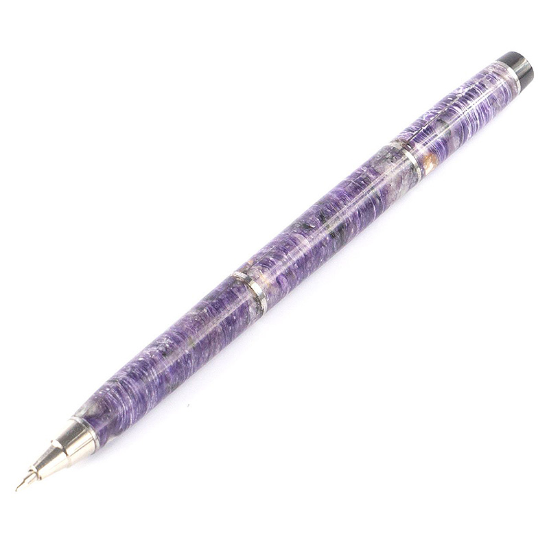 Ручка шариковая из натурального камня Чароит Stone Pens Фиолетовый Серебряный Ручка шариковая из натурального камня Чароит Stone Pens Фиолетовый Серебряный в Костроме | Loft Concept
