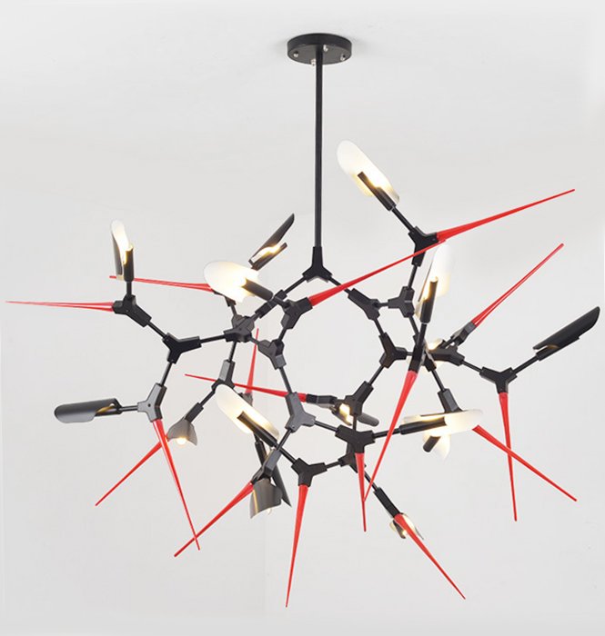Люстра Red Spikes Chandelier 16 Черный Красный Люстра Red Spikes Chandelier 16 Черный Красный в Костроме | Loft Concept