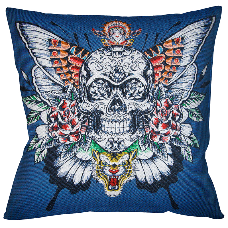 Декоративная подушка Ghost Rider Blue Мульти Декоративная подушка Ghost Rider Blue Мульти в Костроме | Loft Concept